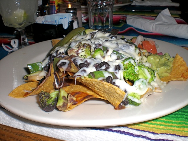 Nachos have been twisted and turned everywhich way.