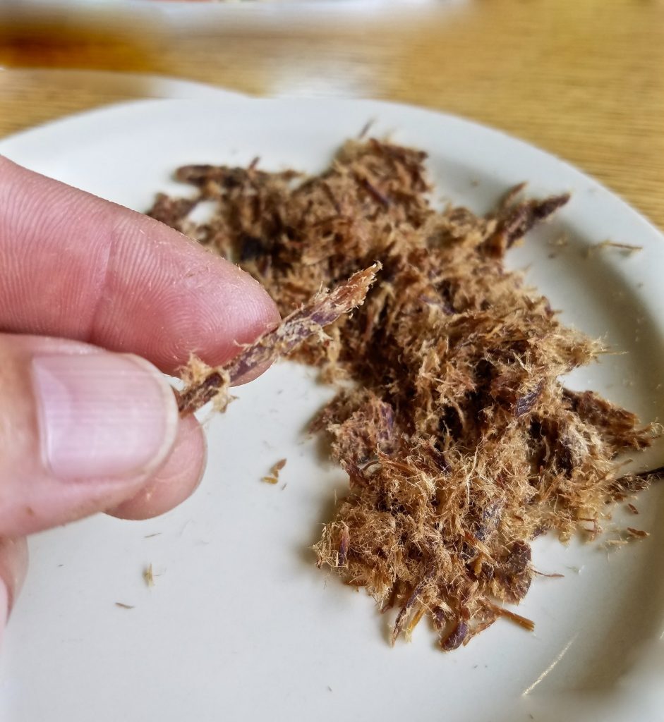 Salted, dried beef is pounded into threads to make "Machacado"