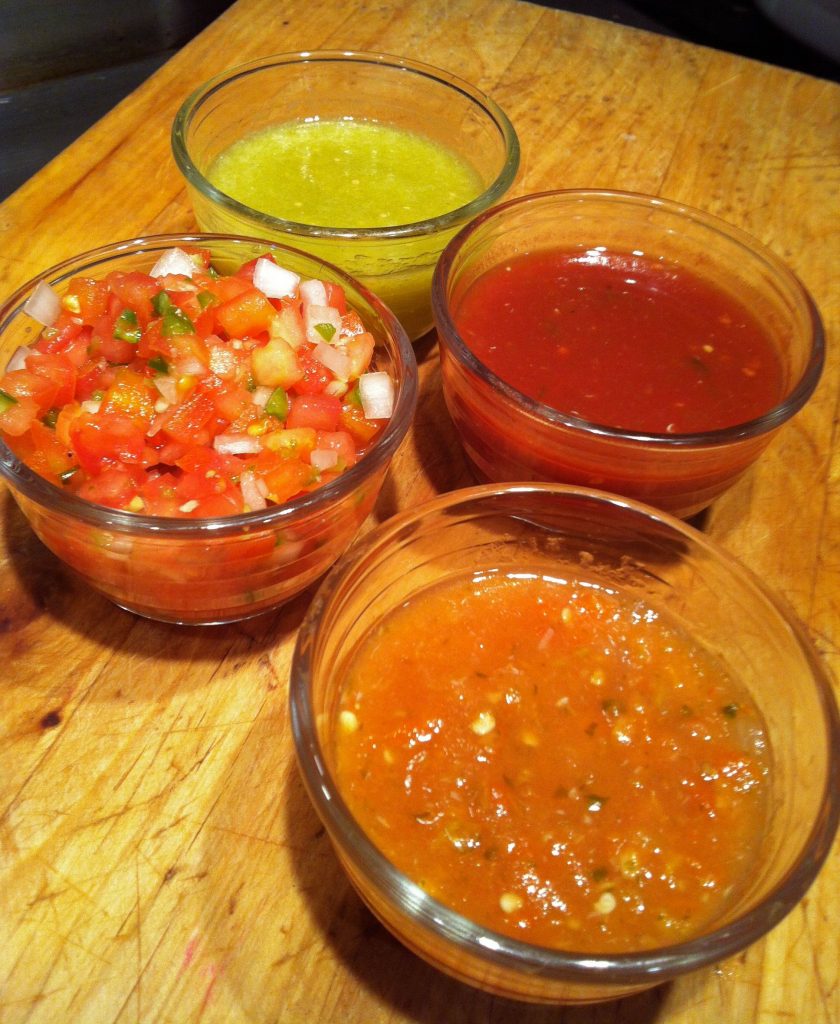 Salsa Ranchera, foreground, is the traditiional salsa in Texas Mexican American homes.
