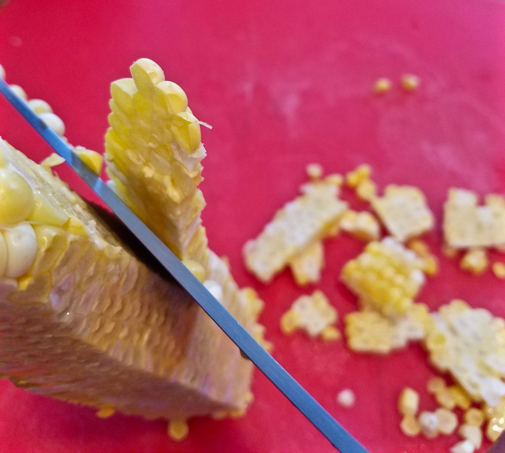 Fresh corn kernels sliced off the cob, perfect for corn squash Guisado