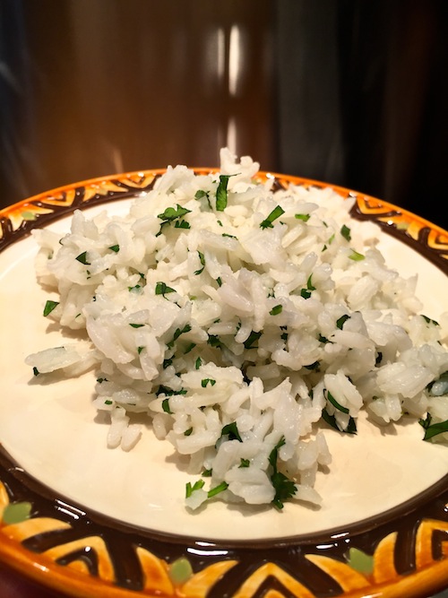 Cilantro Rice is a vibrant green and aromatic
