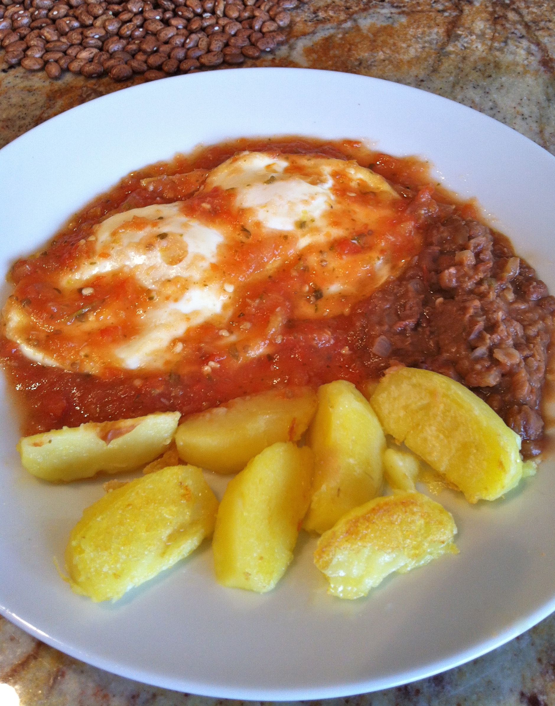 Huevos Rancheros made with fresh ingredients, little fat