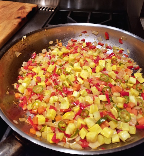 Skillet of Texas Mexican Potatoes, "Papas A La Mexicana"