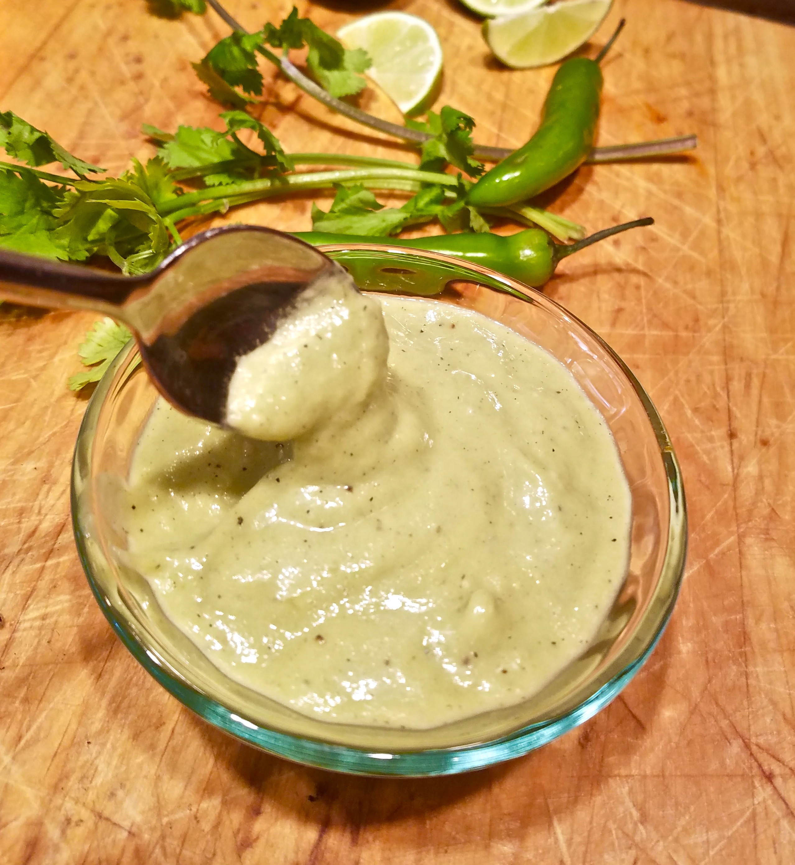 Avocado Salsa with Roasted Serrano for Tacos Al Pastor