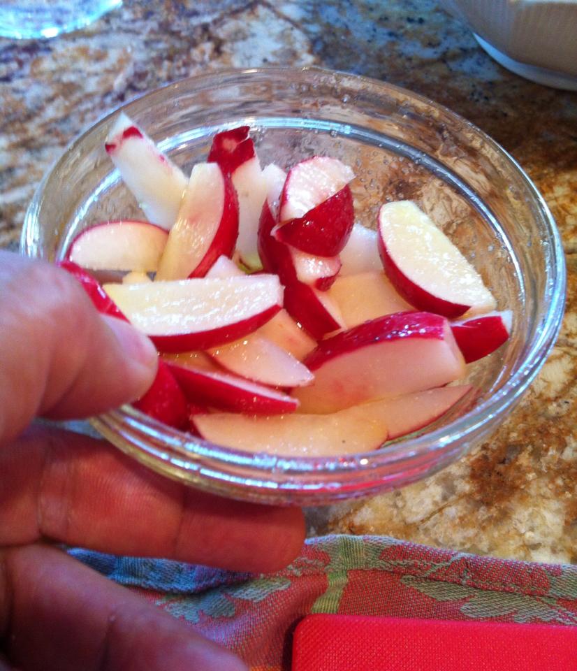 Radish wedges for Jícama Salad