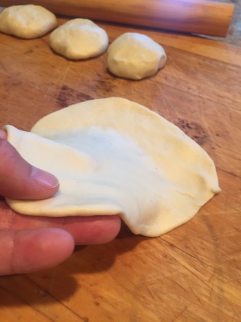 Buñuelos start with slightly sweetened flour tortillas