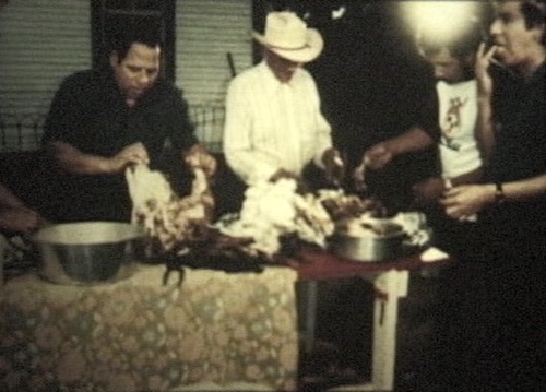 Barbacoa just out of the earth oven. Feasting with my brothers